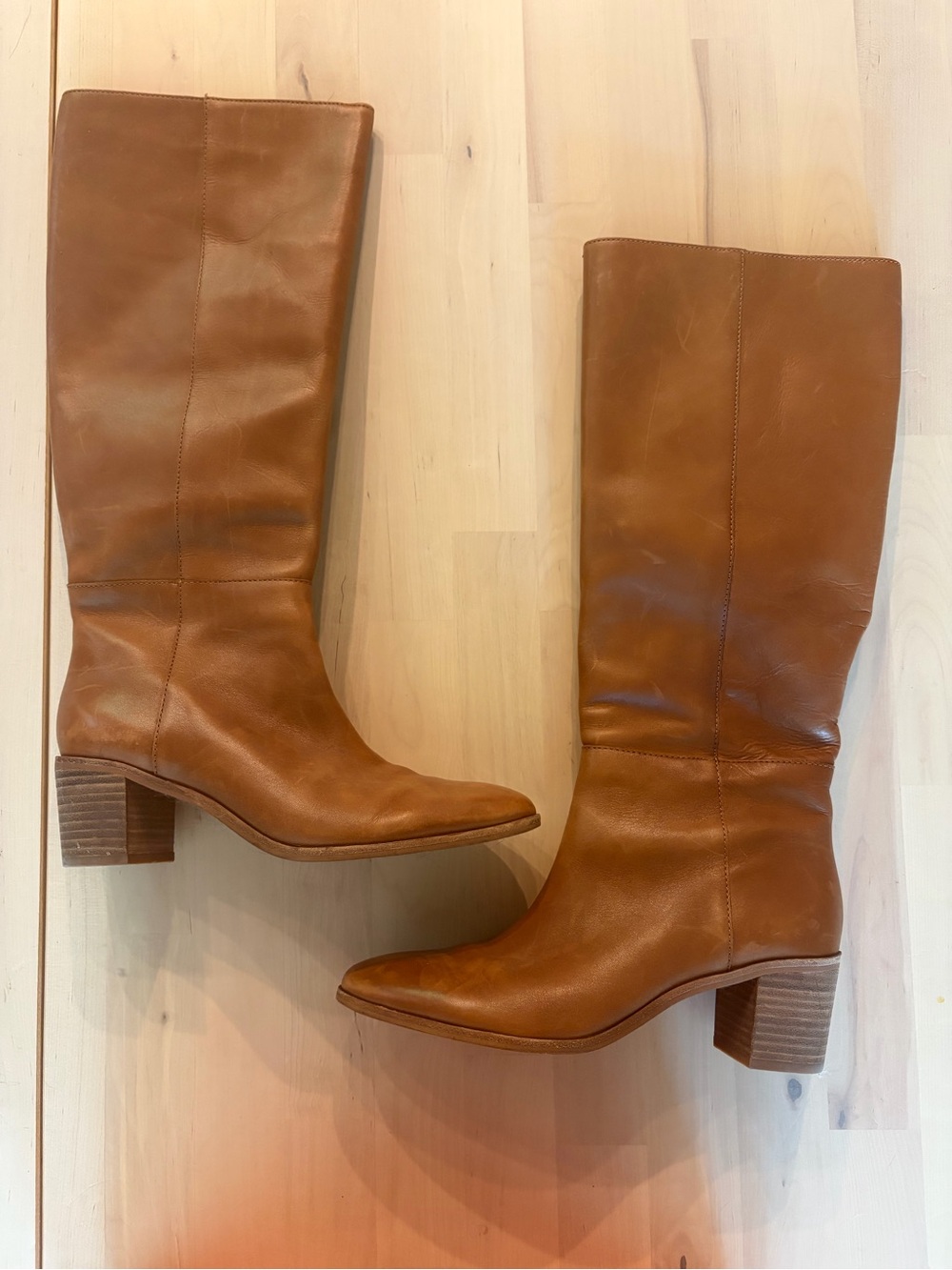 Classic Tall Leather Riding Boots in Brown